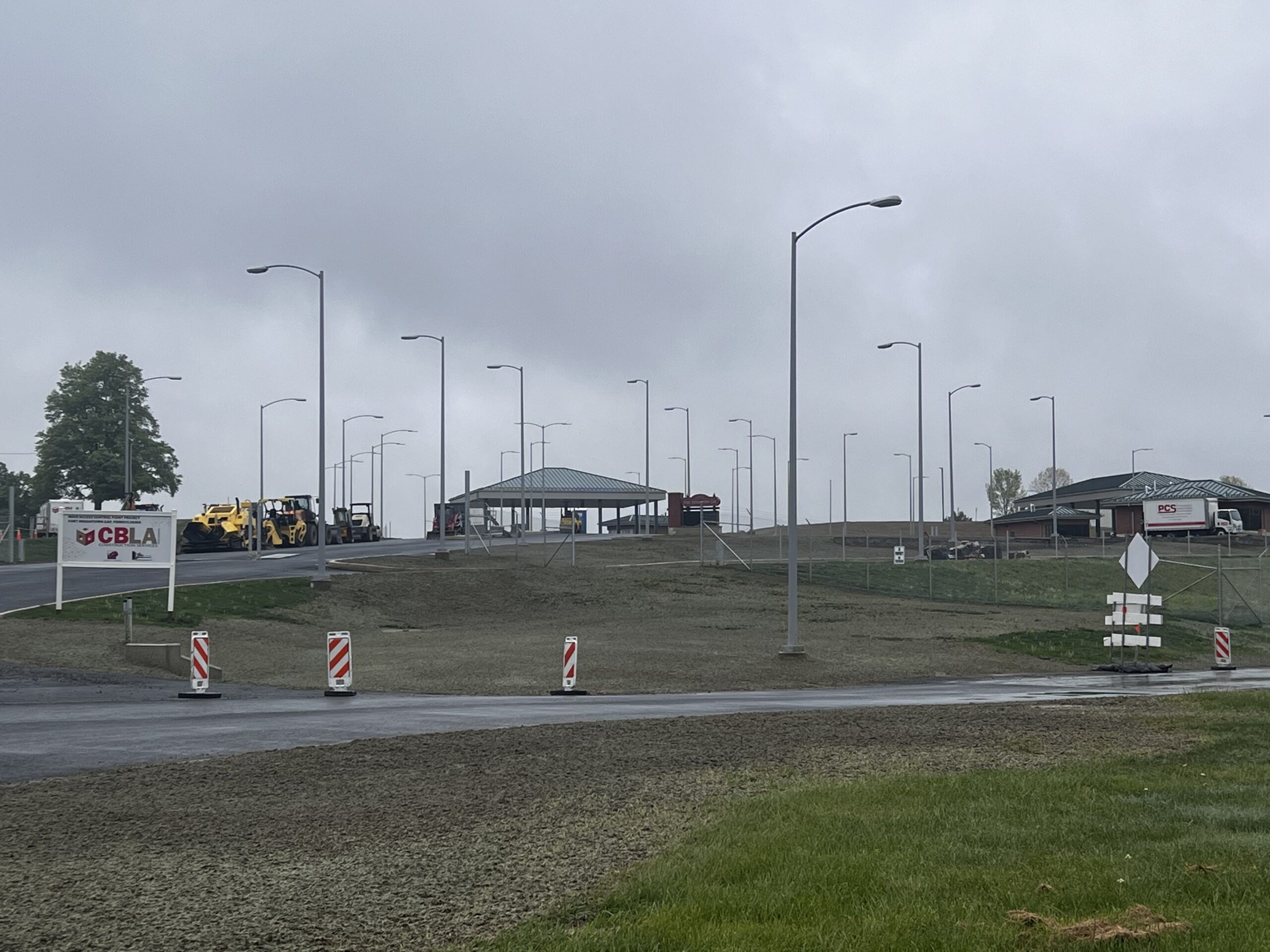 Main gate and visitors center at Fort Indiantown Gap near completion